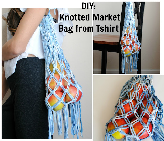 DIY: T-shirt into Macramé Market Bag