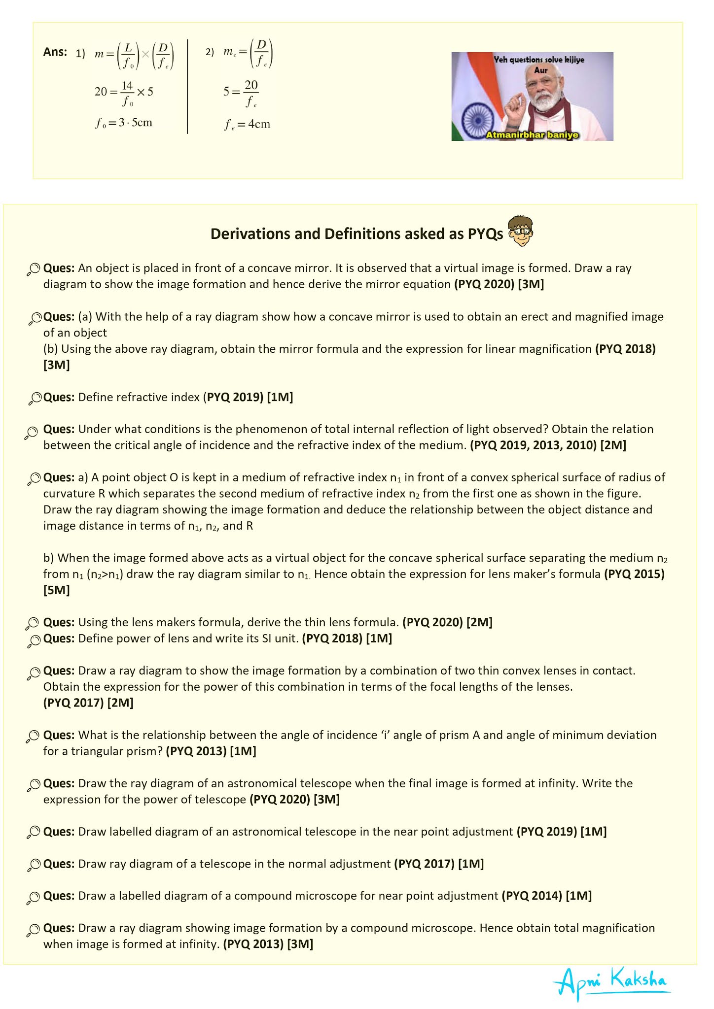 Class 12 Physics Chapter 9Ray Optics And Optical Instruments Notes PDF