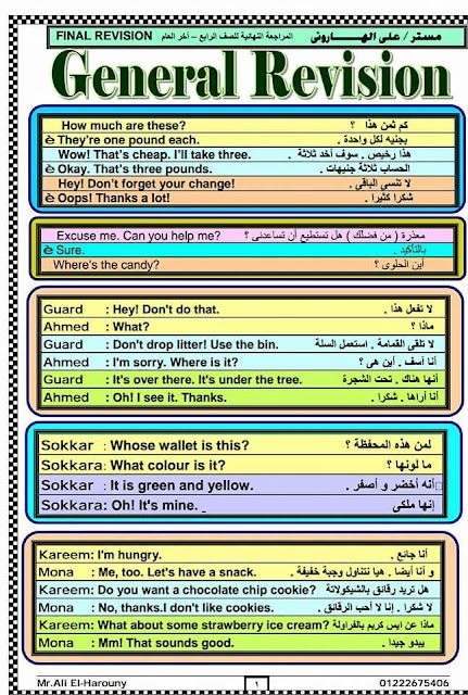 الثانى - هدية مسترعلى الهارونى: المراجعة النهائية فى اللغة الإنجليزية للصف الرابع الابتدائى الترم الثانى 12985526_1007214289358404_2711991577731044239_n