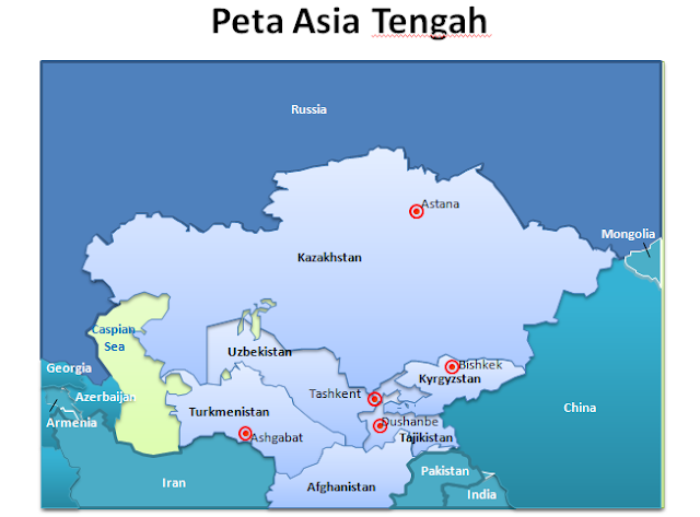 image: Slide 1 Template PPT Peta Asia Tengah dan Kaukasus