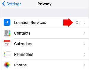 iPhone Location Services Settings