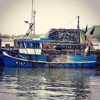 Pictures of Ireland: blue fishing boat in Youghal County Cork