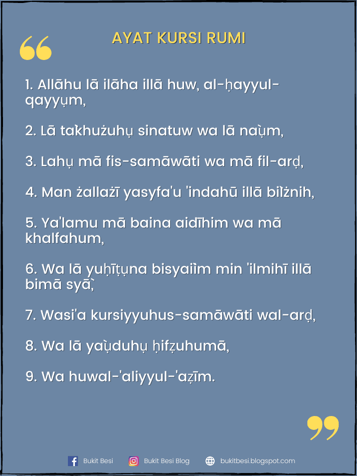 Surah 3 Qul Rumi & Jawi Terjemahan dan Ayat Kursi Sebelum Tidur | Bukit