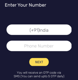 enter mobile number