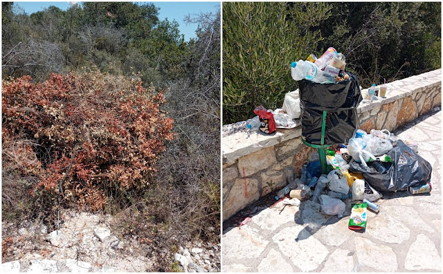 Θεσπρωτία: Σκουπιδότοπος η Μπέλα Βράκα στα Σύβοτα - Κίνδυνος πυρκαγιάς από τα ξερόχορτα