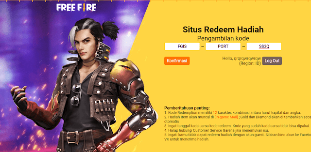 Cara menukarkan kode redeem free fire resmi dari garena