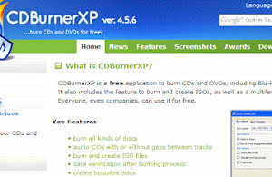 CDBurnerXP application for CD and DVD.