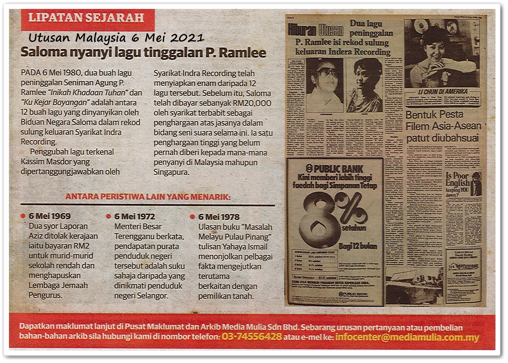 Lipatan sejarah 6 Mei - Keratan akhbar Utusan Malaysia 6 Mei 2021