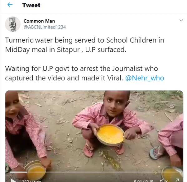 News, National, India, New Delhi, school, Students, Food, UP, Kerala, Rajasthan, Karnataka, Meals, Turmeric, Soybean, Turmeric Water being Served in to School Children in Mid Day Meal