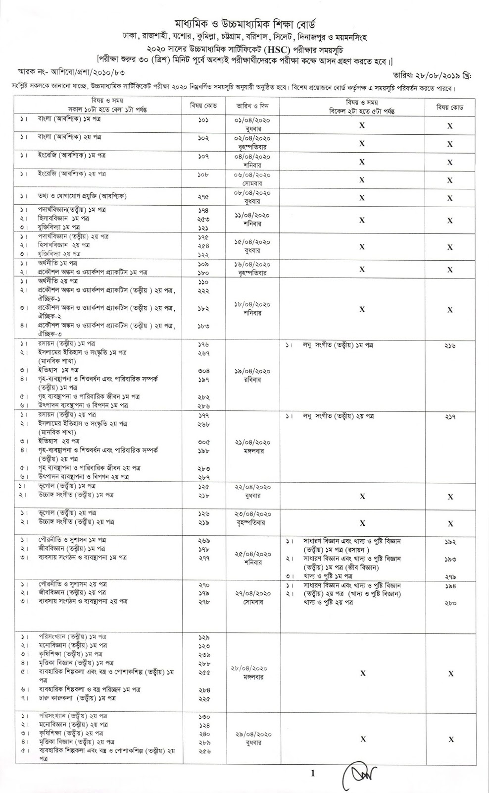 HSC Routine 2020 HSC Routine 2020