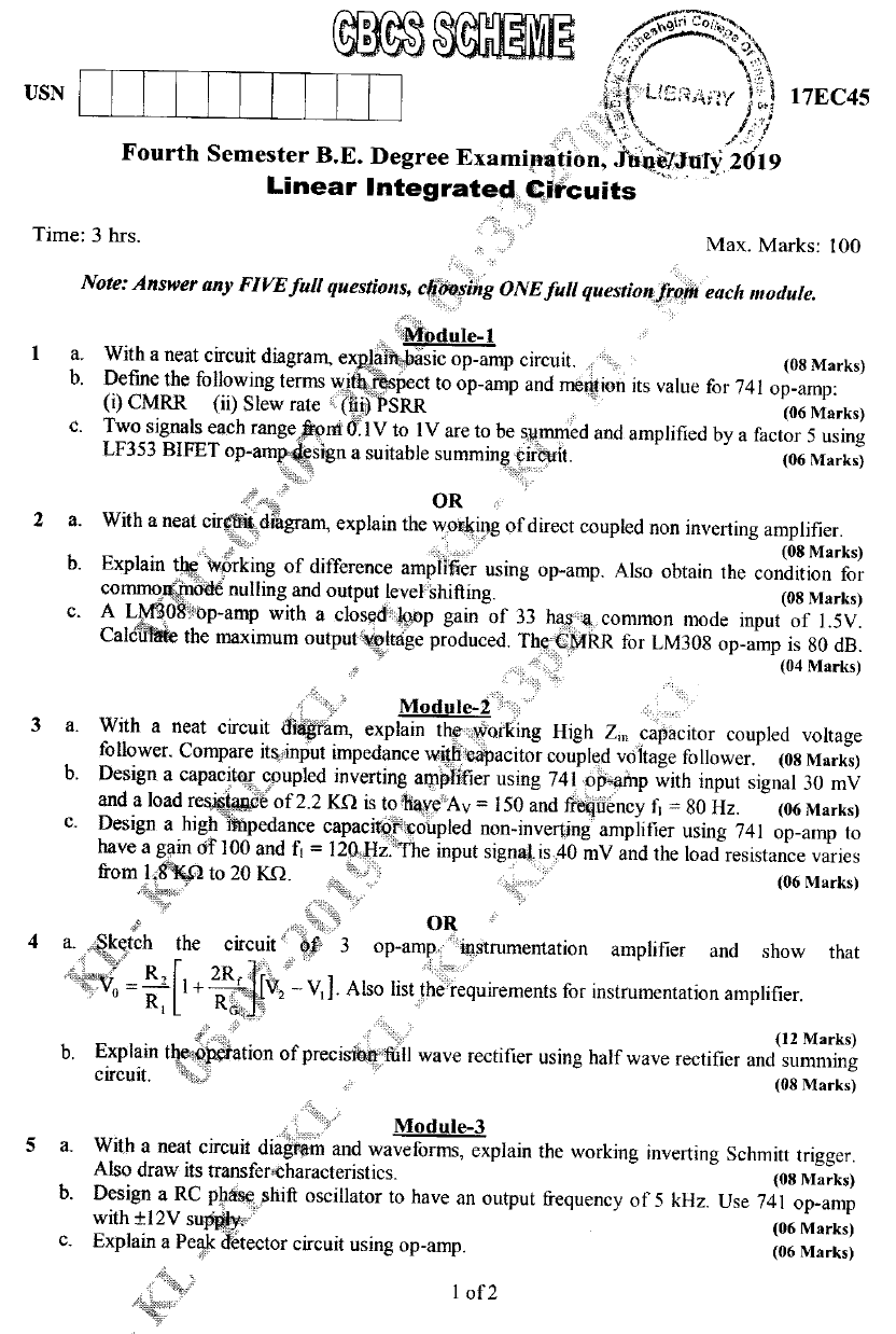 Visvesvaraya Technological University B.E. ELECTRONICS & COMMUNICATION (CBCS) Fourth Semester
