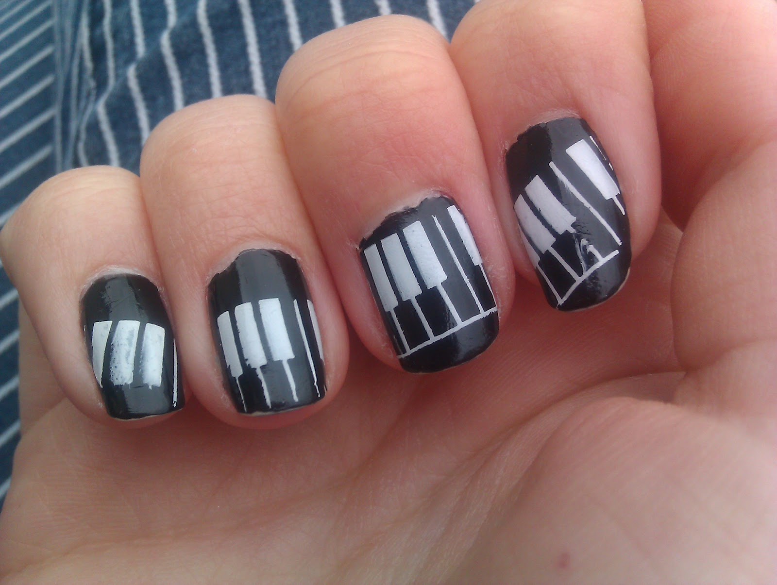 3. Black and White Piano Key Nails - wide 10