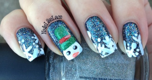 NailsLikeLace: Snowflake and Snowman Tips