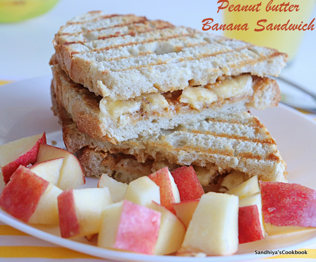 Sandhiya's Cookbook Peanut Butter Banana Sandwich Easy Sandwich