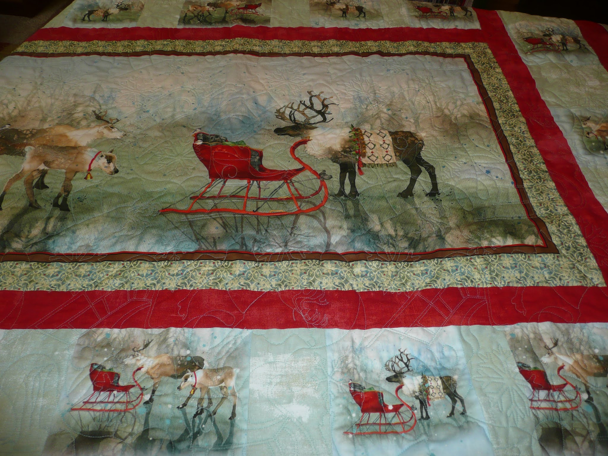 Acorn Ridge Quilting Reindeer Sleigh Quilt