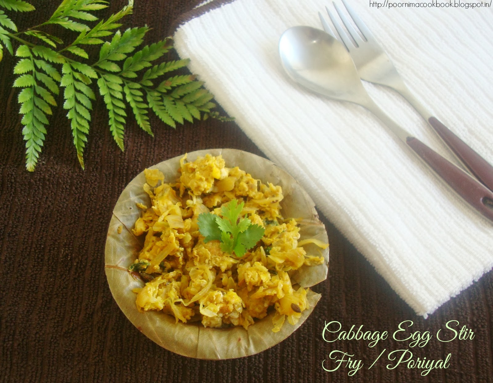 Poornima's Cook Book Cabbage Egg Poriyal / Cabbage Egg Stir Fry (fry