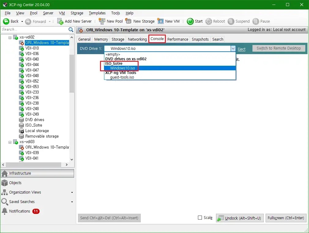 VM에서 Windows 10 ISO 이미지를 마운트하기 VM에서 Windows 10 ISO 이미지를 마운트하기