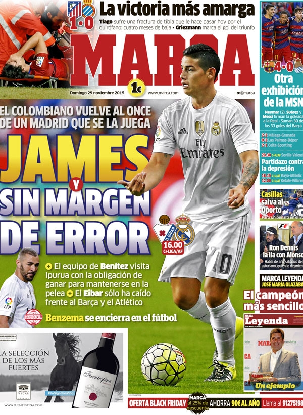 Real Madrid, Marca: "James y sin margen de error"