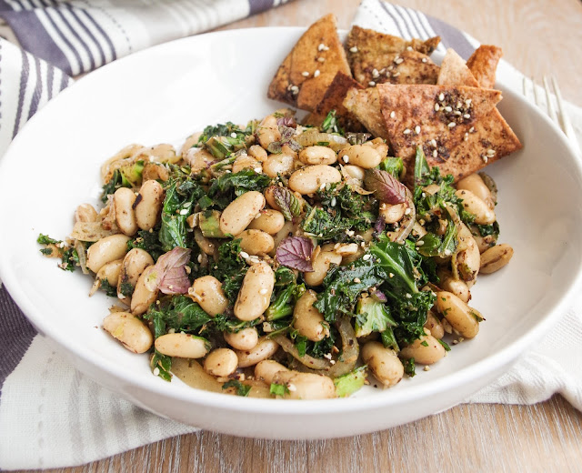 Beans & Greens with Za'atar Pita Chips Euphoric Vegan