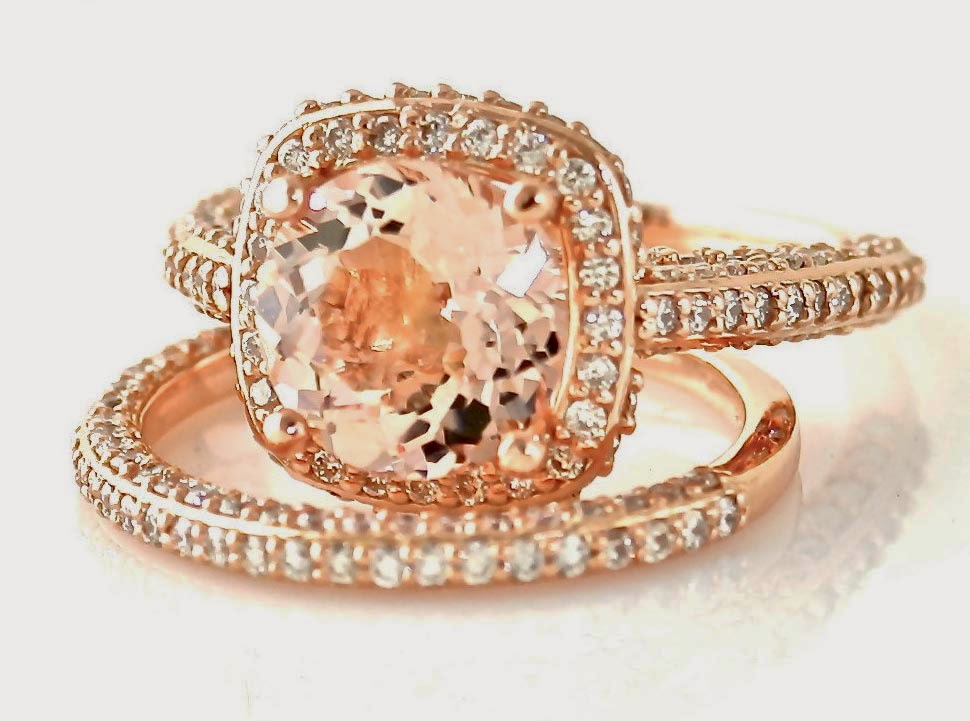 Expensive Rose Gold Diamond Bridal Set Rings Design