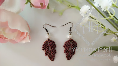 Pendientes en macramé, aros, aretes, Earrings, hoops, earrings in macramé by #AdrianaAbril