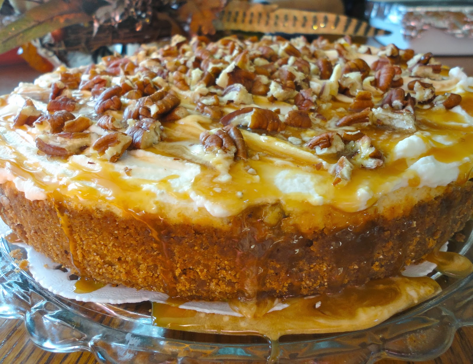 Blissful Baking Caramel Apple Cheesecake Pie