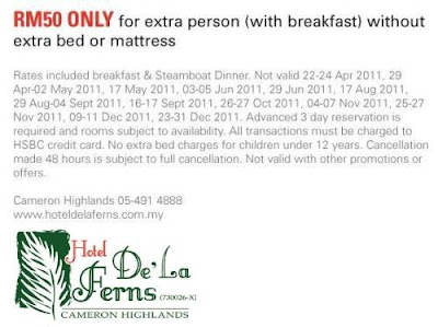  Hotel De La Ferns Cameron Highlands HSBC Promotion 2011