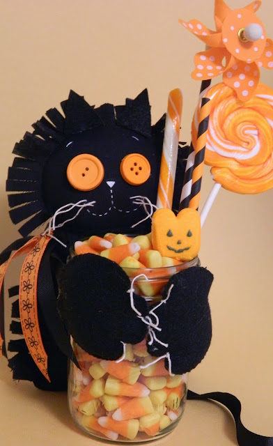 felt halloween decorated candy jar