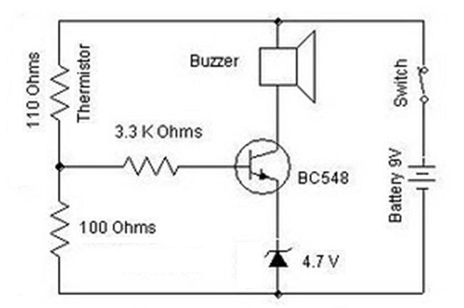BC548 Heat Sensor Circuit - Electronic Circuit Schematic Wiring Diagram