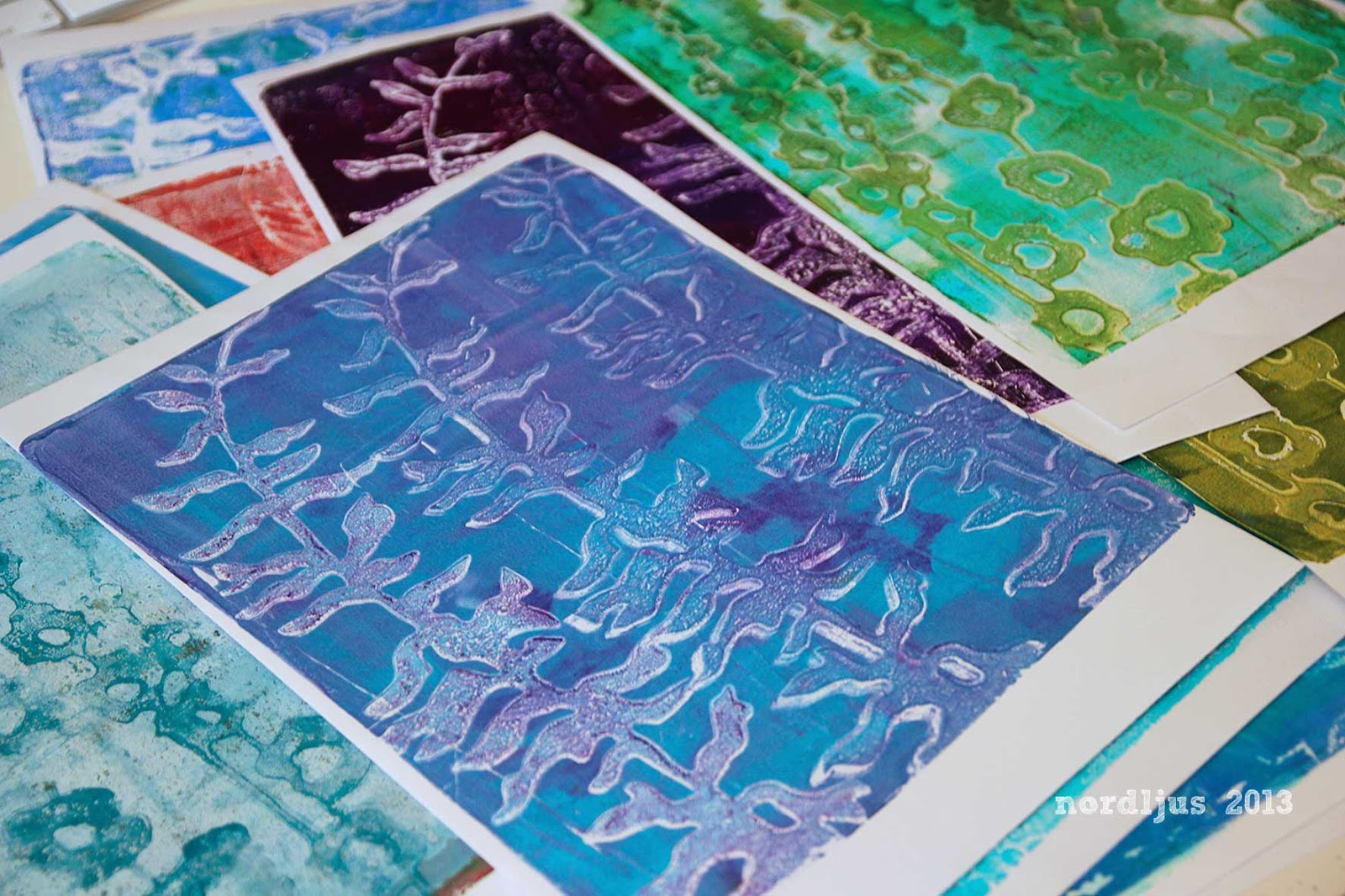Nordljus: Playing with my new Gelli Plate