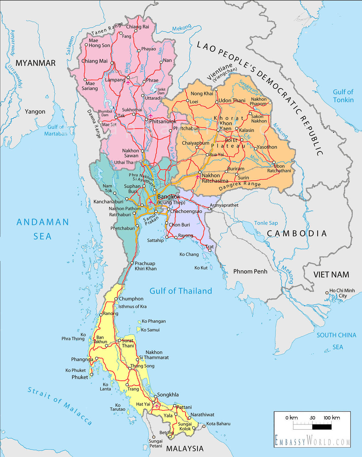 Countries In Nanopics Political Map Of Thailand