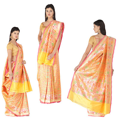 Banarasi Handloom Silk Sari Hand-woven Pallu