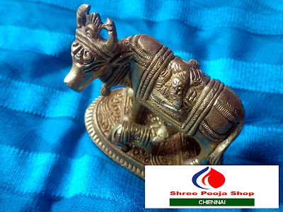 Brass Kamadhenu/Holy Cow and Calf Idol - Shree Pooja Shop 