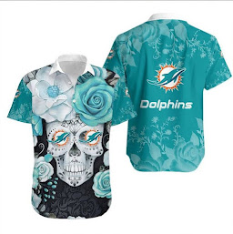Miami Dolphins Skull Hawaiian Shirt