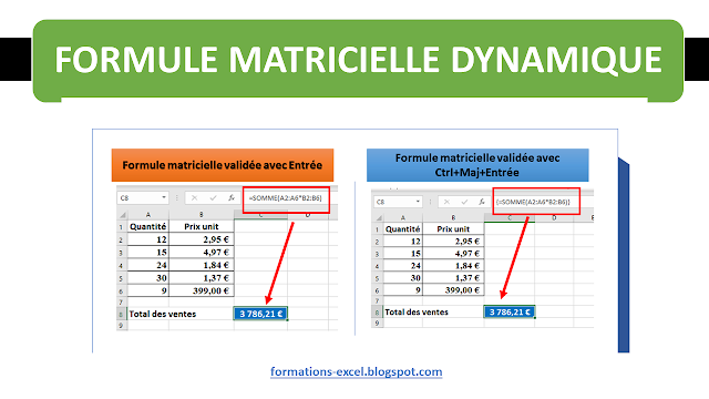 Formule matricielle dynamique Excel 365