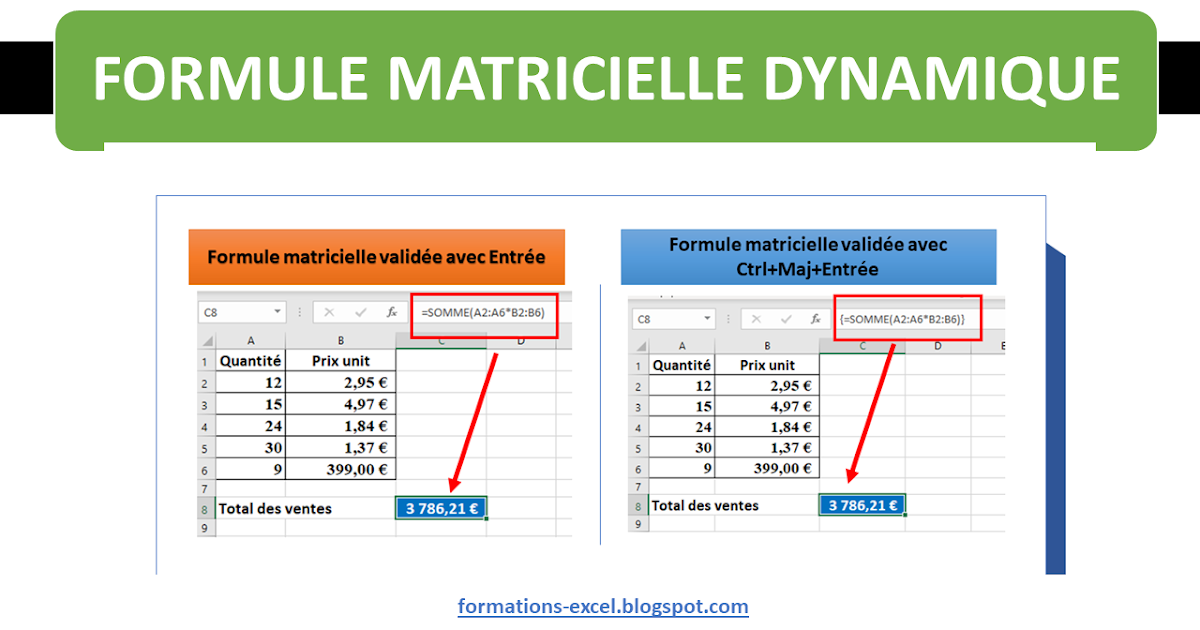 La formule matricielle dynamique Formation Excel
