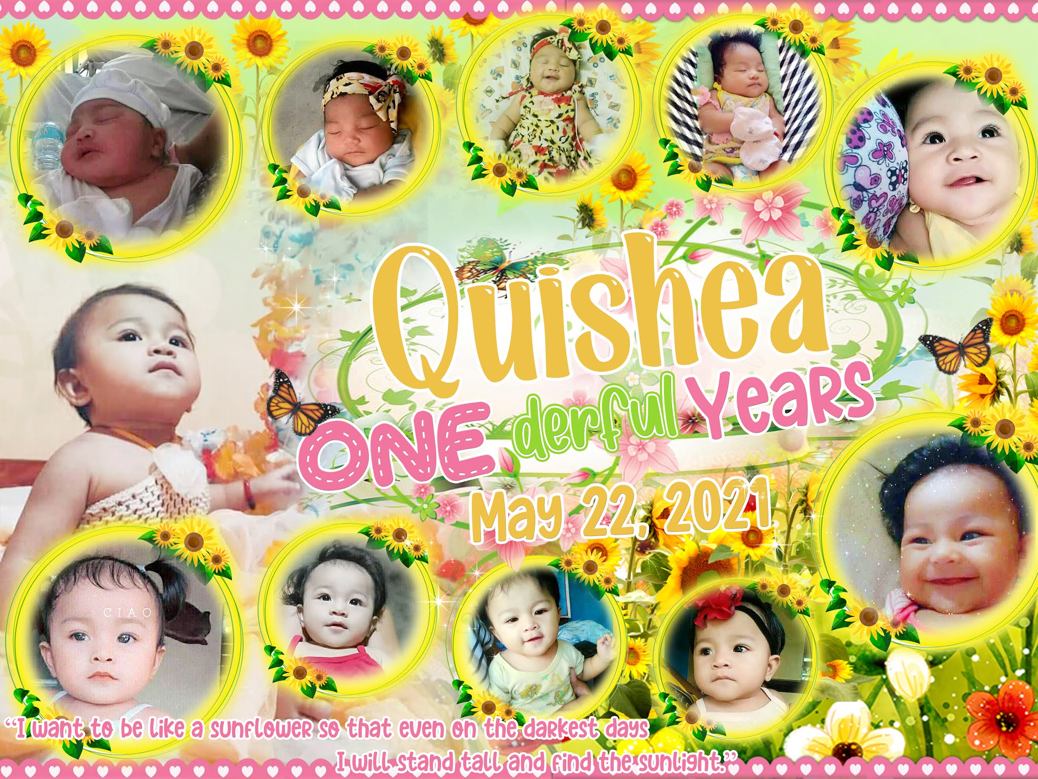 Sunflower Tarpaulin Layout design for first birthday