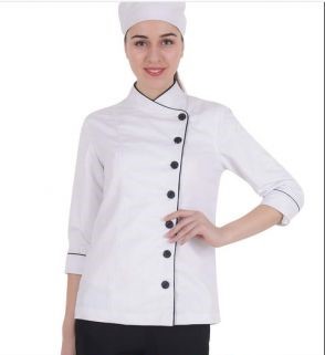 Đồng phục áo bếp nữ màu trắng hiện đại
