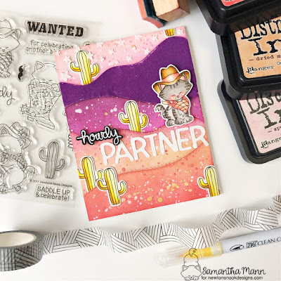 Howdy Partner Card by Samantha Mann for Newton's Nook Designs, Western, Cards, Card Making, Handmade Cards, Distress Inks, Ink Blending, #newtonsnook #newtonsnookdesigns #distressinks #inkblending #howdy #cardmaking