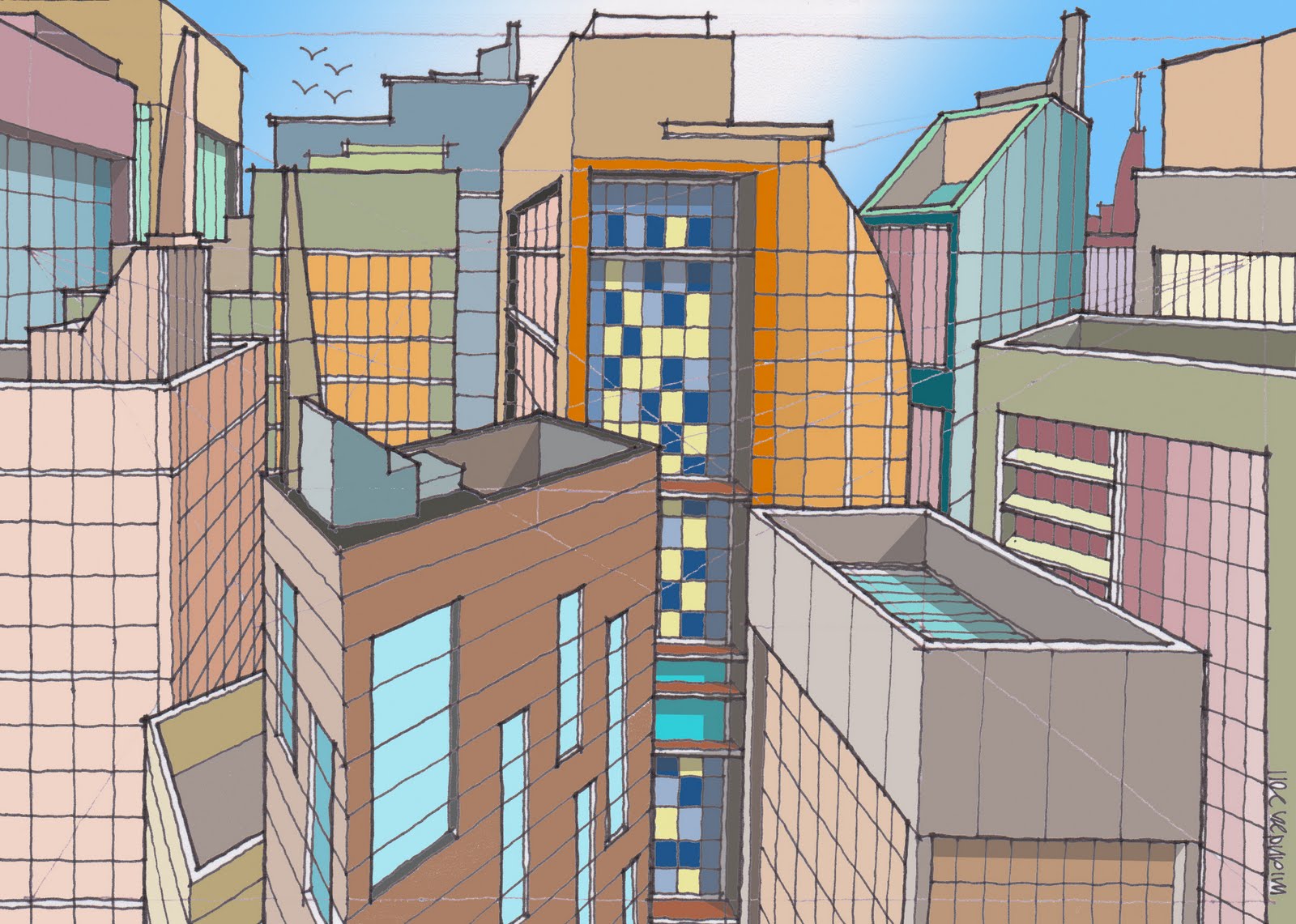 Draw a city 110711 multi point perspective