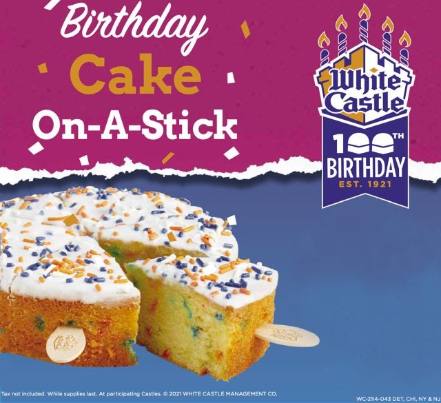 White Castle Selling Whole Birthday Cake on Sticks