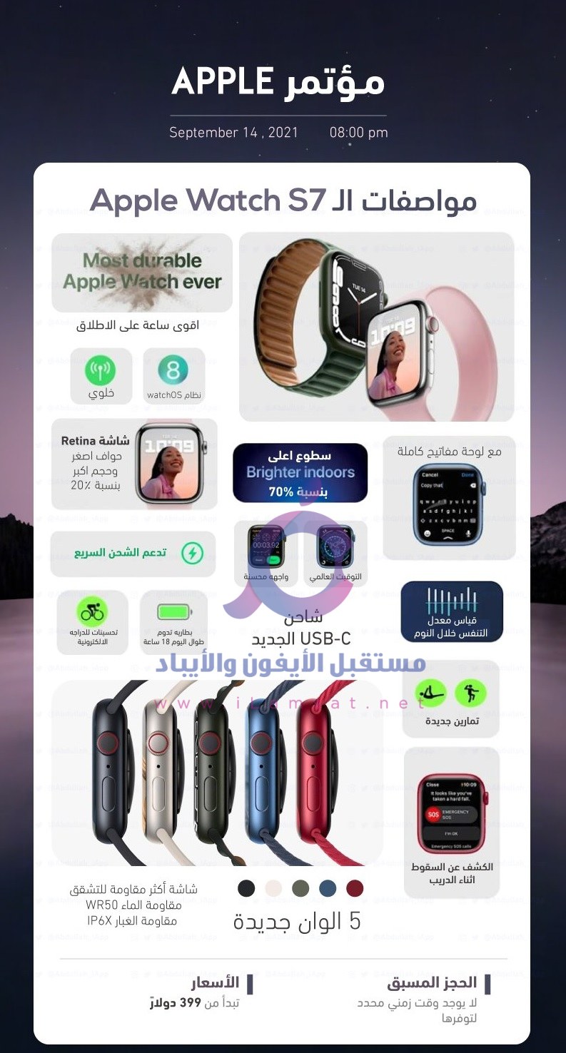 Apple Watch Series 7 تفاصيل ومميزات وأسعار ساعة آبل وموعد نزولها بالأسواق