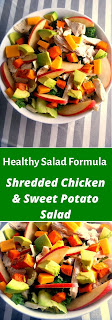 Healthy Salad Formula - Shredded Chicken & Sweet Potato Salad:  A wonderfully crisp and light salad bursting with fall flavors! - Slice of Southern