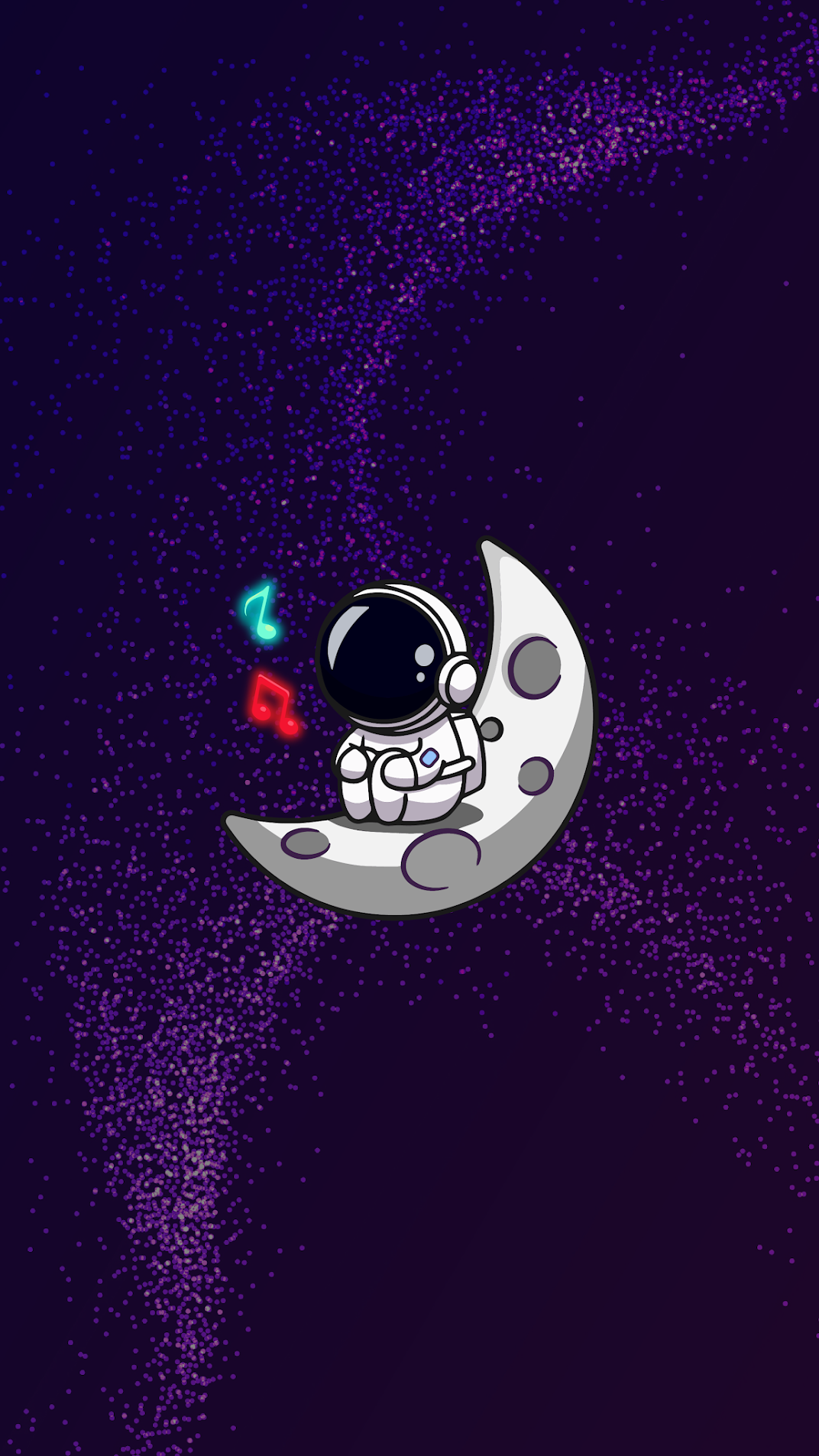 Cute minimalist astronaut in the moon to use as phone wallpaper
