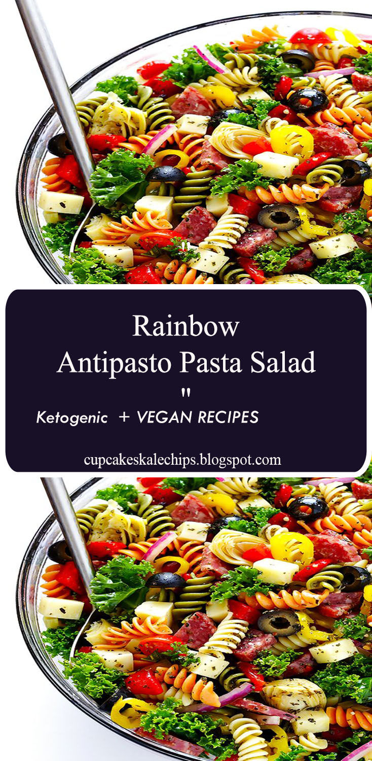 " Rainbow Antipasto Pasta Salad " Cupcakes and Kale Chips