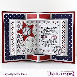 Stamp/Die Duos: Baseball  Paper Collection: America the Beautiful Custom Dies:  Book Fold Card with Layers, Squares, Pennant Flags, Sparkling Stars, Rounded Rectangles