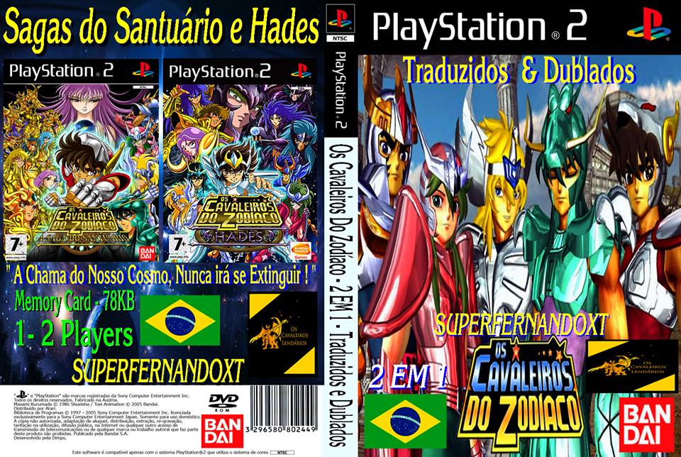 1) PSX Downloads • OS CAVALEIROS DO ZODÍACO - 2 EM 1 - DUBLADOS EM PT-BR :  Playstation 2 - PS2