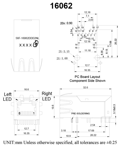 Poe Solution-RJ45 Magnetics(PoE)-56F (10G POE+) Series 10GBase-T POE