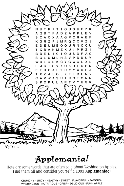 Coloring & Activity Pages: Applemania Word Search