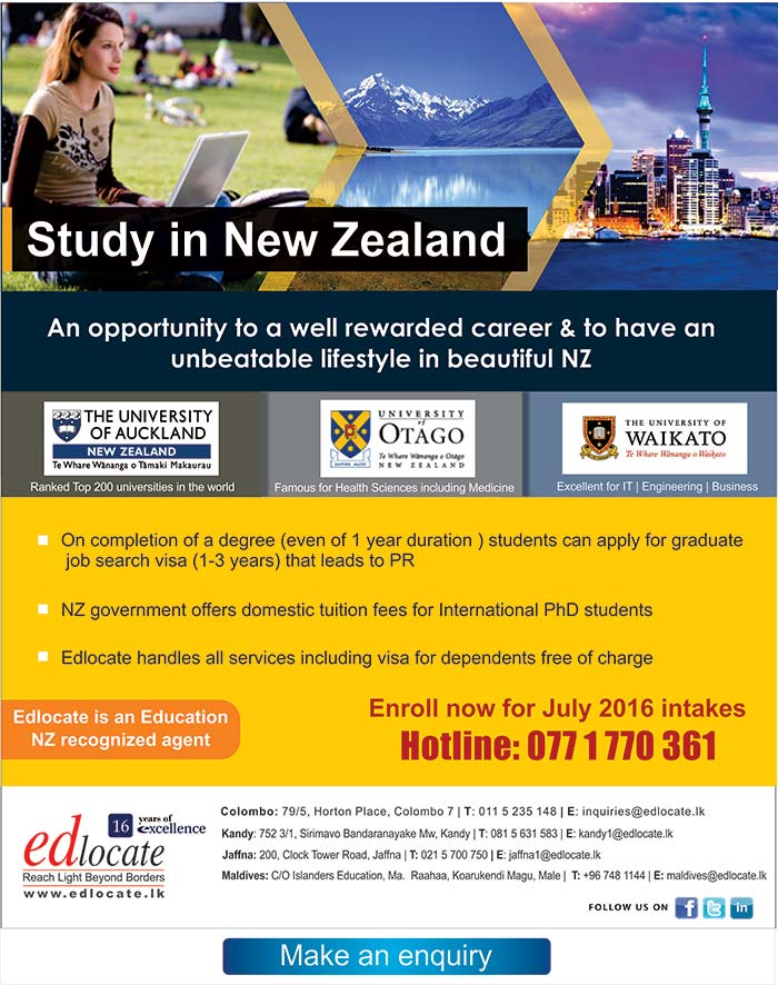 Edlocate is a premier student guidance agency in Sri Lanka and the Maldives for selected tertiary institutions in Australia, United Kingdom, New Zealand, Malaysia, Singapore and India. Through these quality universities we represent, we offer a wide range of undergraduate & postgraduate courses which leads to skills in demand internationally. We also offer pathways to degree courses through Pre University Foundation Programs & Diplomas with excellent articulation to corresponding degrees. Specialty courses in hospitality trade with paid industry placements too are offered.